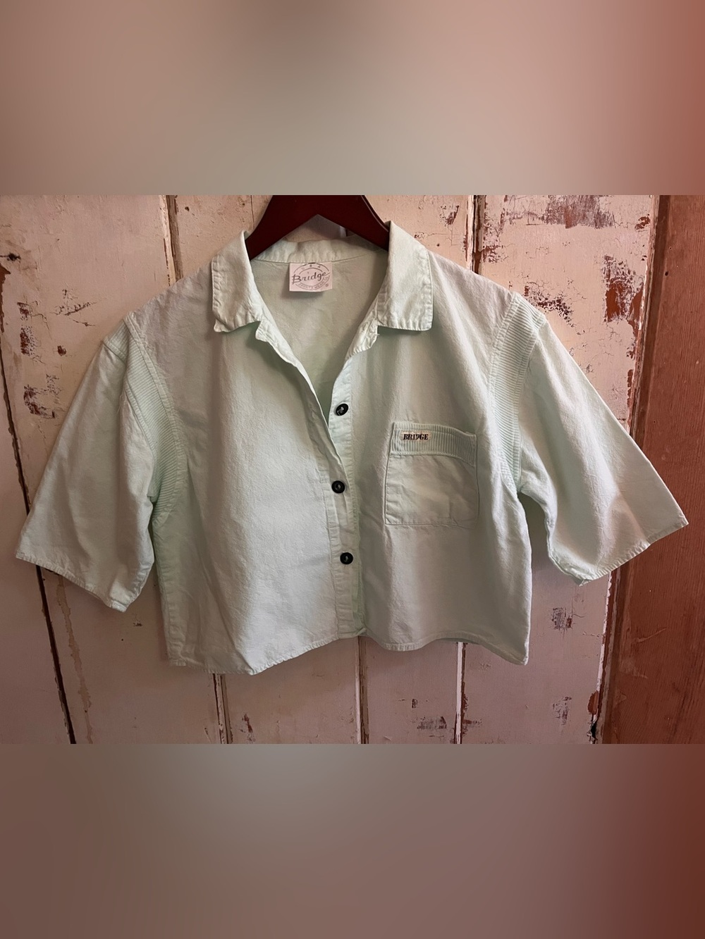 Bridge athletics Mint Green Button-Front Shirt Top